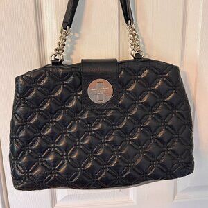 Kate Spade Black Leather Quilted Purse with Chain Strap